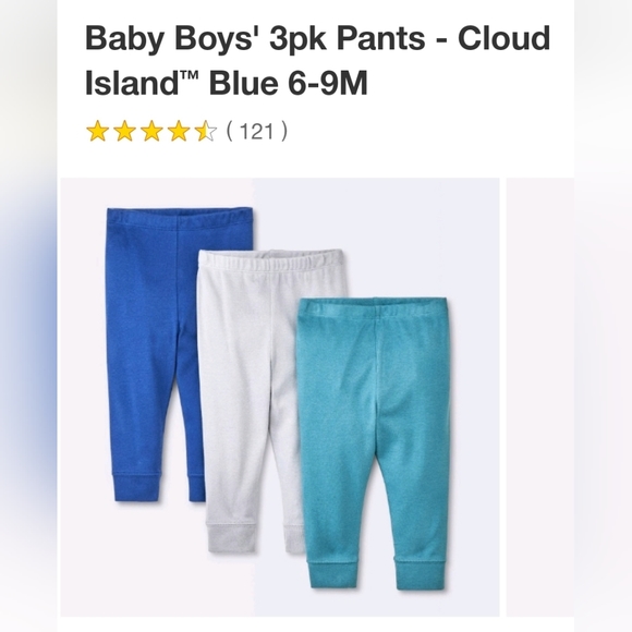 NWT 3 Pack of Cloud Island Pants - Size 6-9 Months - Picture 4 of 5